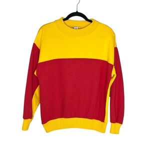 Vintage Lindsey Black Sport Red and Yellow mock Neck Sweatshirt Sweater size Med